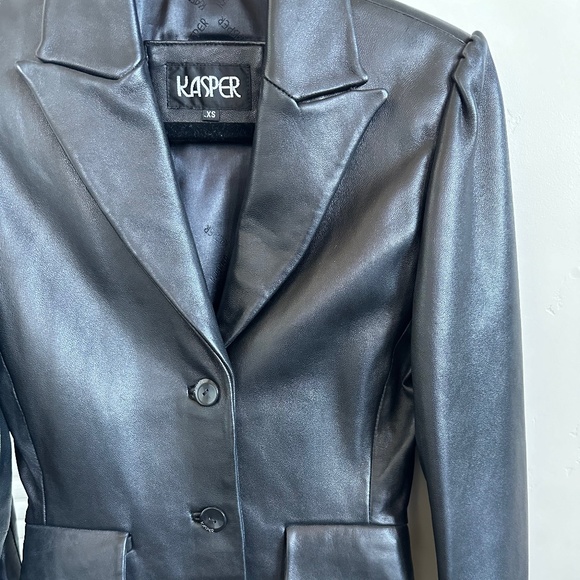 Kasper Black Leather Jacket - Picture 1 of 14